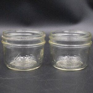 2 Vintage Kerr Half Pint Canning Mason Jars Wide Mouth Round Self-Sealing